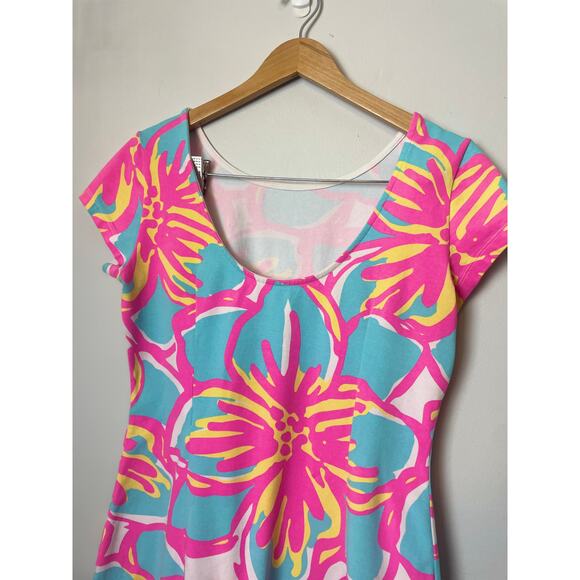 Mahi Gold Women's Dress Size Medium Bright Tropical Casual Short Sleeve Resort - Picture 2 of 12